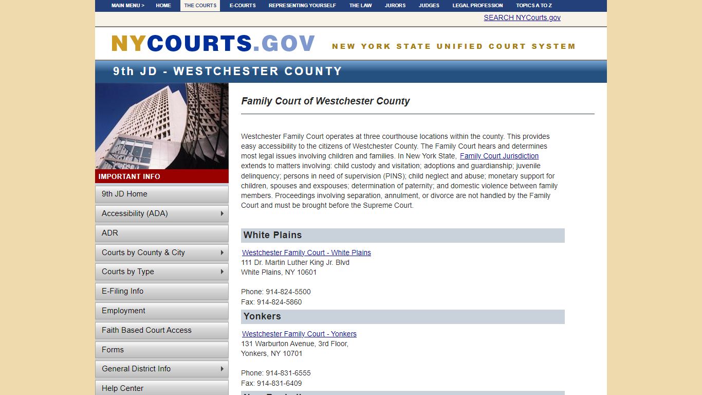 Family Court of Westchester County | NYCOURTS.GOV